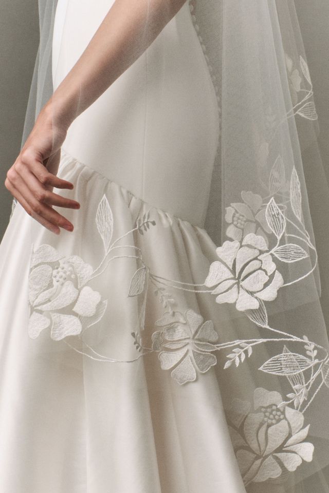 Enaura Floral Embroidered Cathedral Veil #1