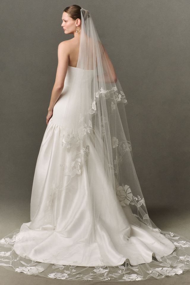 Enaura Floral Embroidered Cathedral Veil #2