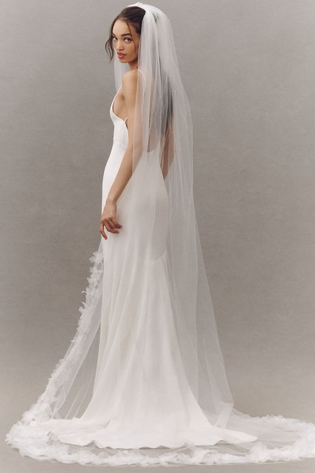 Enaura Floral Petal Cathedral Veil #1