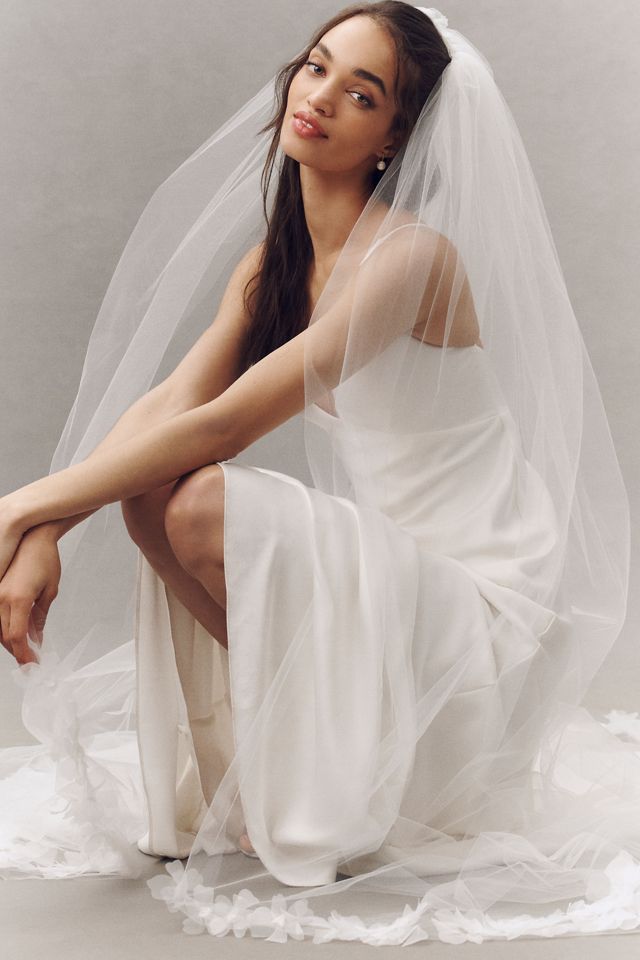 Enaura Floral Petal Cathedral Veil #2