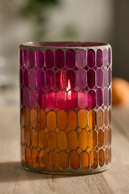 Terrain Color Block Mosaic Glass Hurricane In Multi