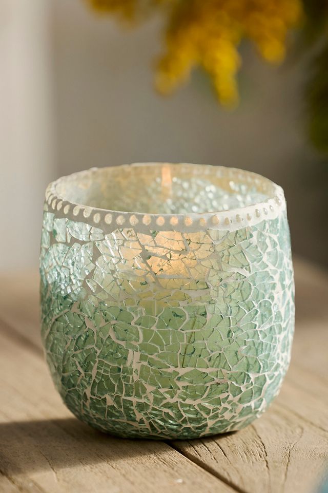 Sea Glass Mosaic Votives, Set of 2 Small #1