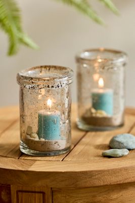 Rustic Recycled Glass Votives, Set of 2 Small