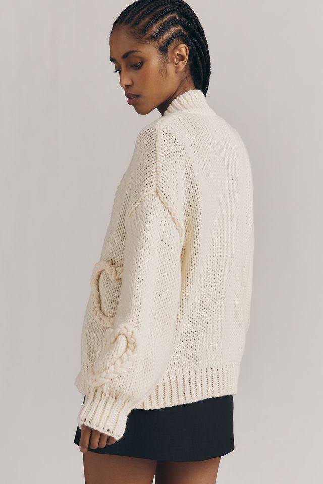 【新品】★BEIGE★ベイジ★MORVAH★モヘア★ニット★M★アドーア★ Maeve Heart Icon Open-Front Cardigan Sweater | Anthropologie