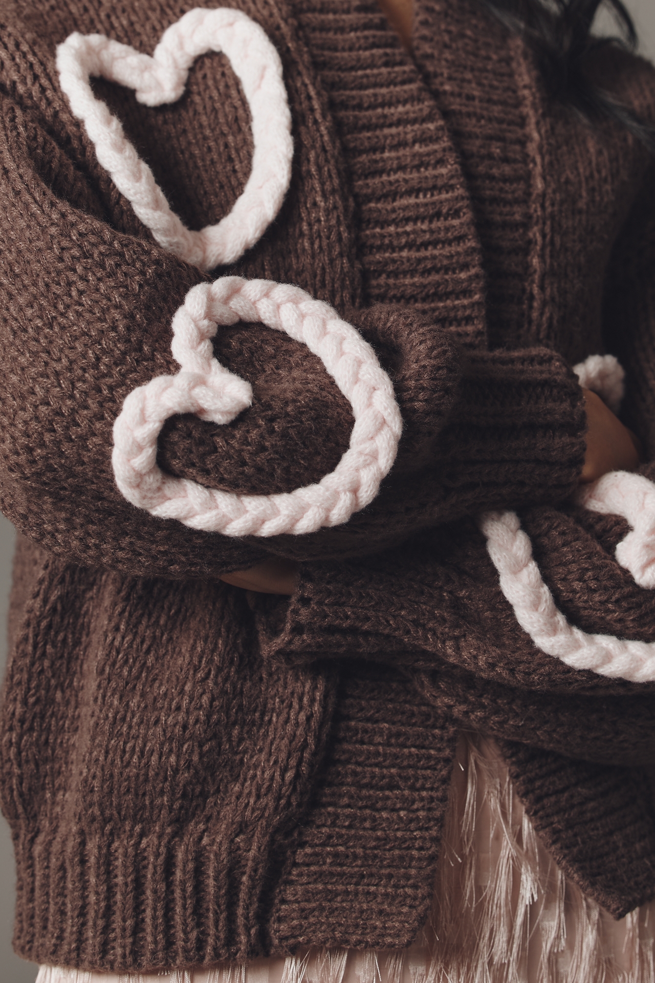 Maeve Heart Icon Open-Front Cardigan Sweater