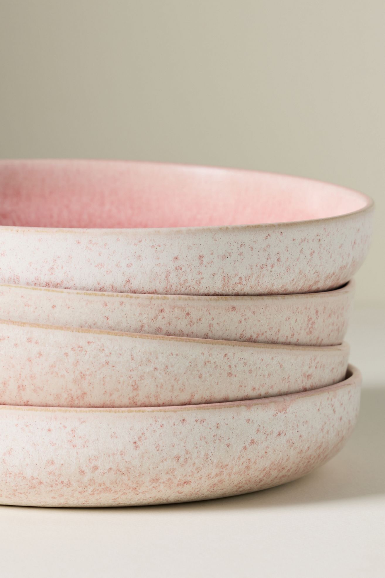 Jasper Portuguese Reactive Stoneware Pasta Bowls, Set of 4 - Mauve pink, Set Of 4