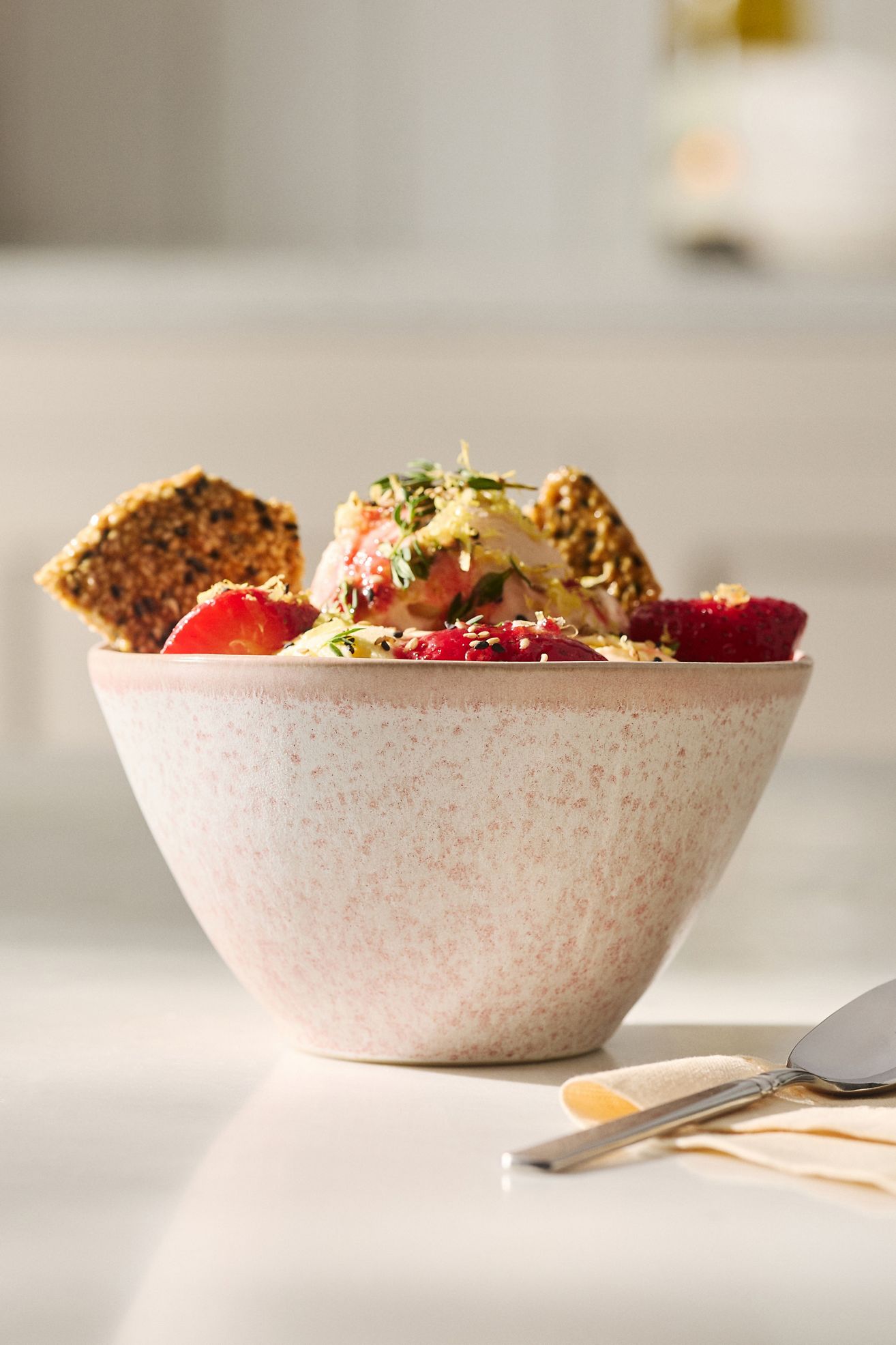 Jasper Portuguese Reactive Stoneware Cereal Bowls, Set of 4 - Mauve pink, Set Of 4