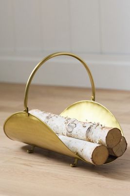 Brass Handle Footed Log Holder