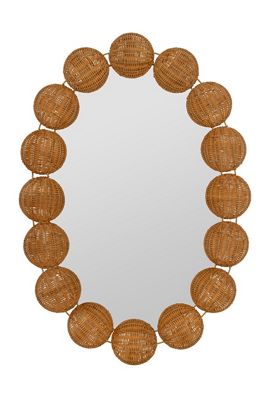 Balka Rattan Geometric Oval Wall Mirror