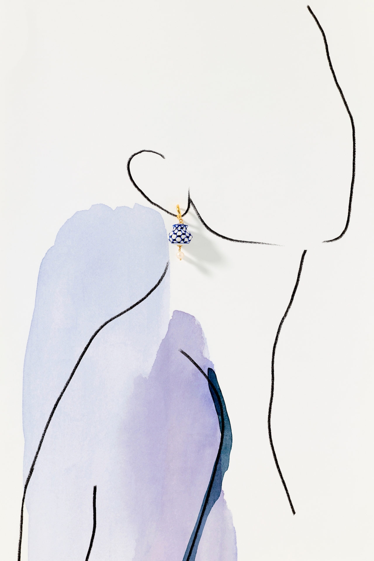 Chan Luu Delft Paisley Pear Drop Earrings
