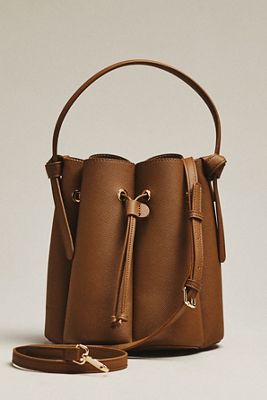 Bolso de Cubo de Cuero Vegano Fruncido Laguna