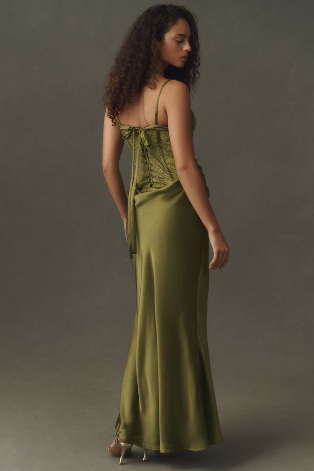 BHLDN Satin Corset Maxi Dress #1