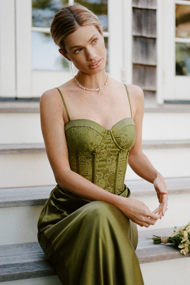 BHLDN Satin Corset Maxi Dress #4