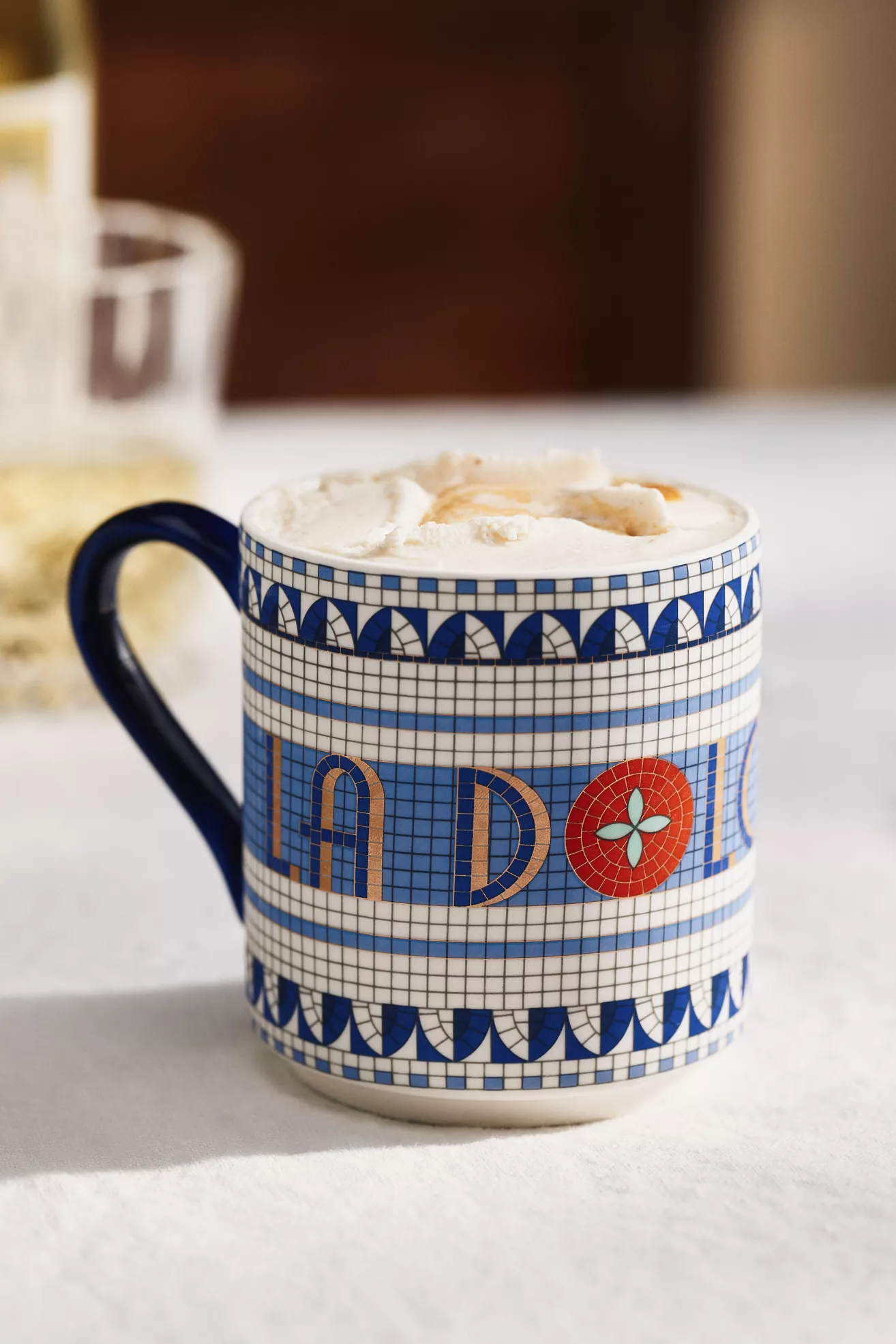 Bistro Tile Stoneware 24k Gold Accent Italia Mug