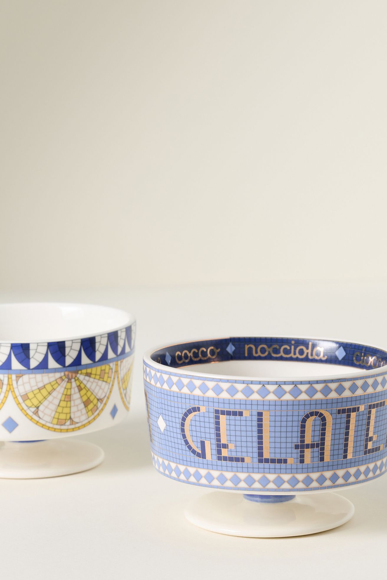 The Bistro Tile Stoneware Gelato Bowl: Ciao Edition - Ocean Blue, One Size