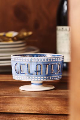 Bistro Tile Stoneware 24k Gold Accent Italia Gelato Bowl