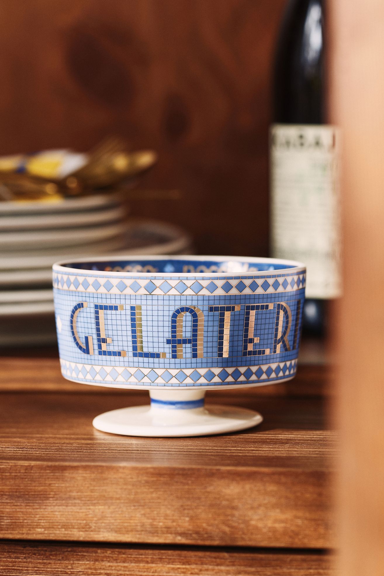 Bistro Tile Stoneware Gelato Bowl: Italia Edition - Ocean Blue, One Size