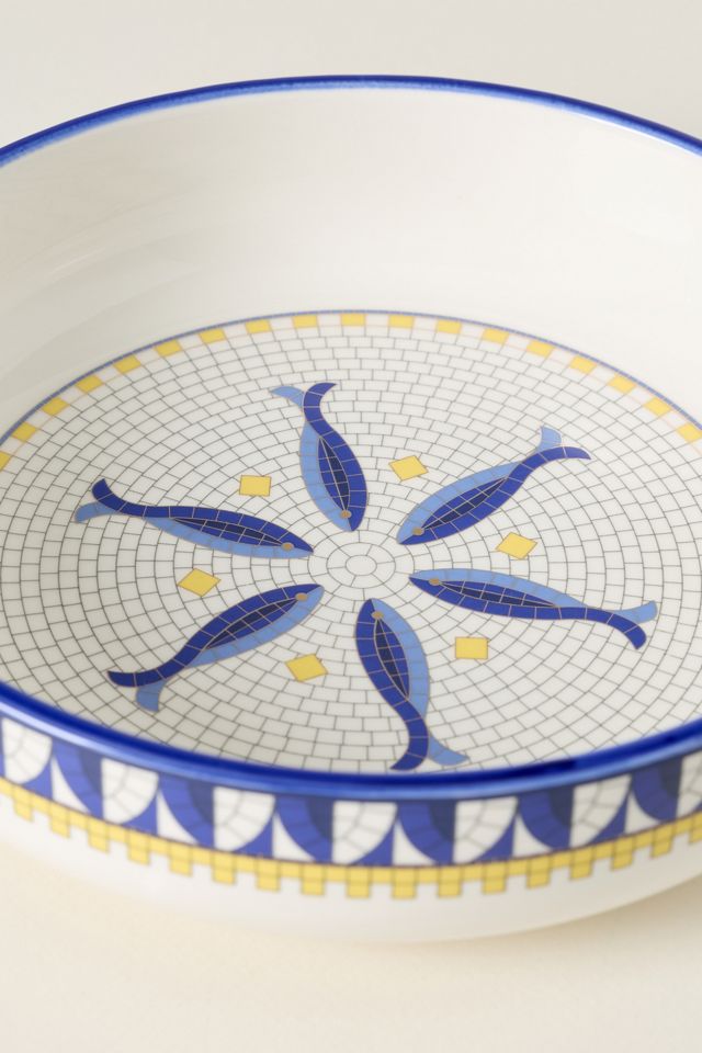 Bistro Tile Stoneware 24k Gold Accent Italia Pasta Bowl #2