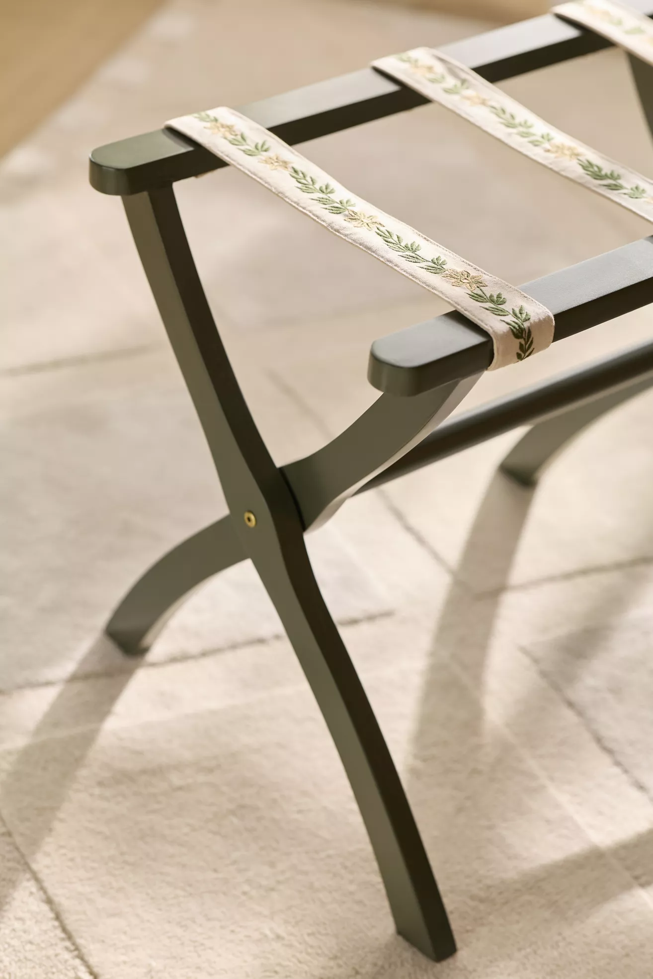 Embroidered Painted Wood Strap Luggage Rack - thumbnail 6