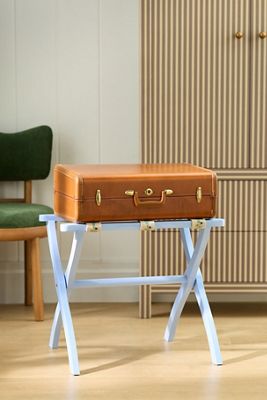 Embroidered Painted Wood Strap Luggage Rack
