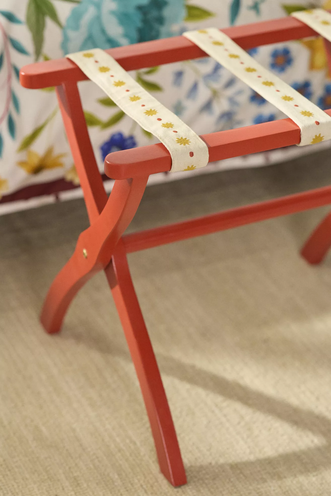 Embroidered Painted Wood Strap Luggage Rack - thumbnail 8