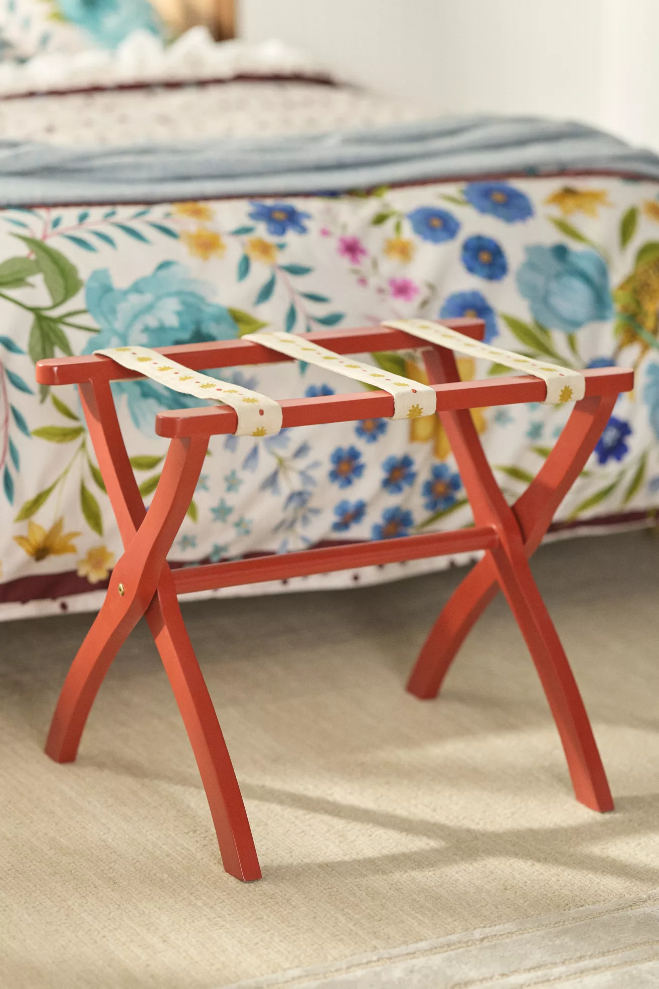 Embroidered Painted Wood Strap Luggage Rack - thumbnail 7