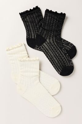 Pointelle Trouser Socks, Set of 2