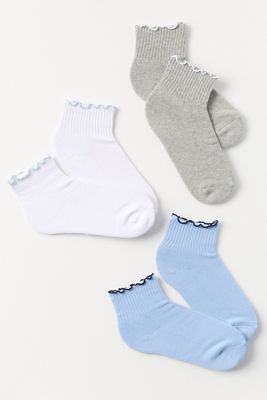 Ruffle Trim Crew Socks, Set of 3