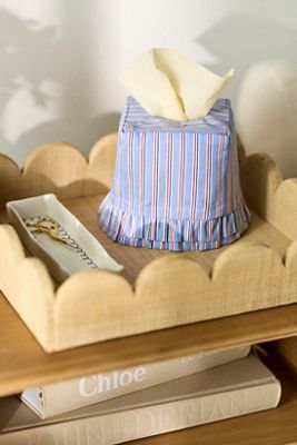 Fabric Printed Ruffle Tissue Box Cover