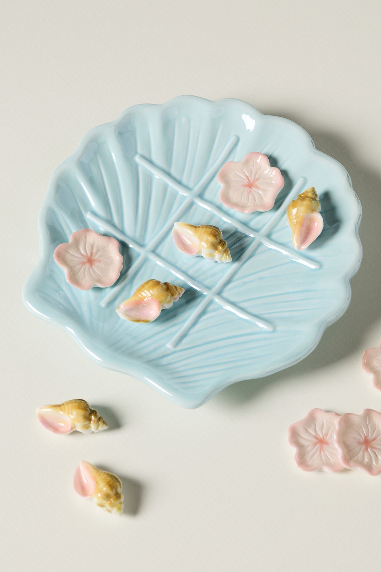 By Anthropologie Shell Tic Tac Toe - Sky, One Size