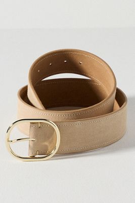 Oval Buckle Leather Belt