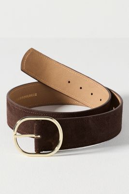Oval Buckle Leather Belt