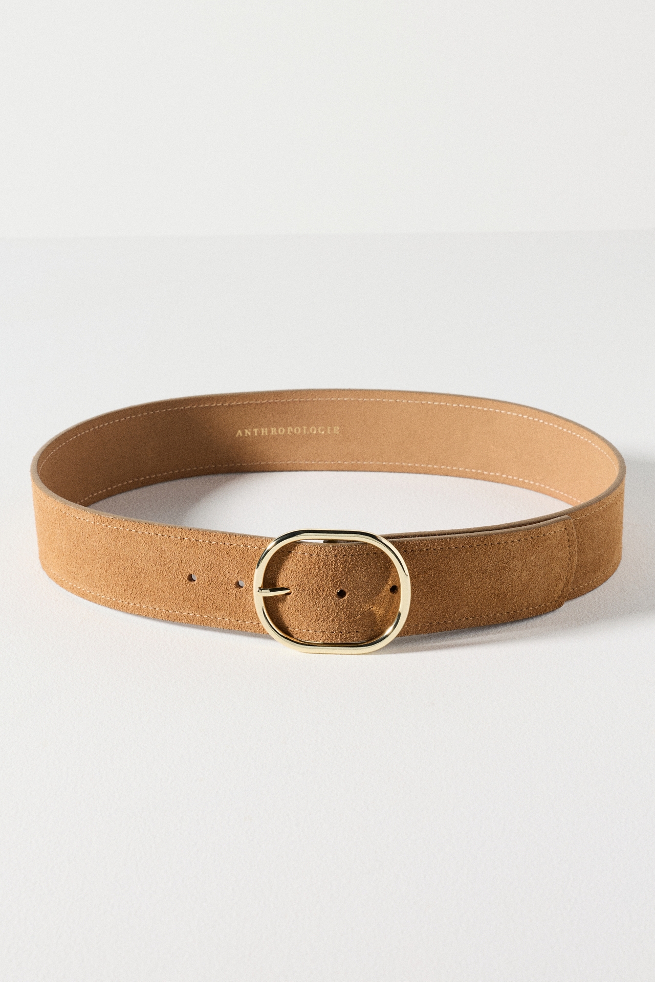 Oval Buckle Leather Belt
