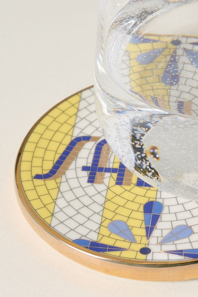 Bistro Tile Stoneware 24k Gold Accent Italia Coaster #2
