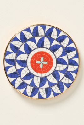 Bistro Tile Stoneware 24k Gold Accent Italia Coaster