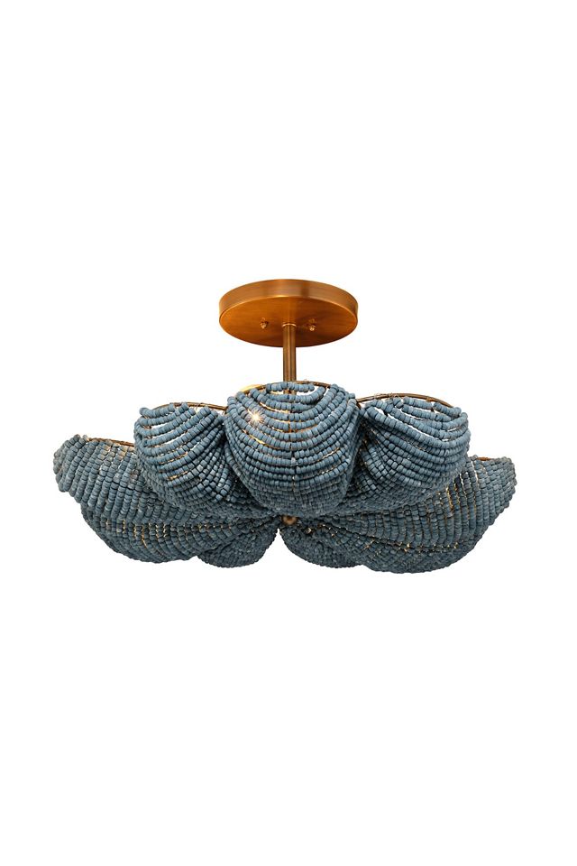 Anguilla Wood Beaded Semi-Flush Mount  #1