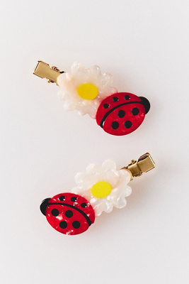 Anthropologie Red Gingham Crease-Free Hair Clips with Ladybug Charm By Anthropologie Picnic Collection Gingham Crease-Free Clips  main image 4
