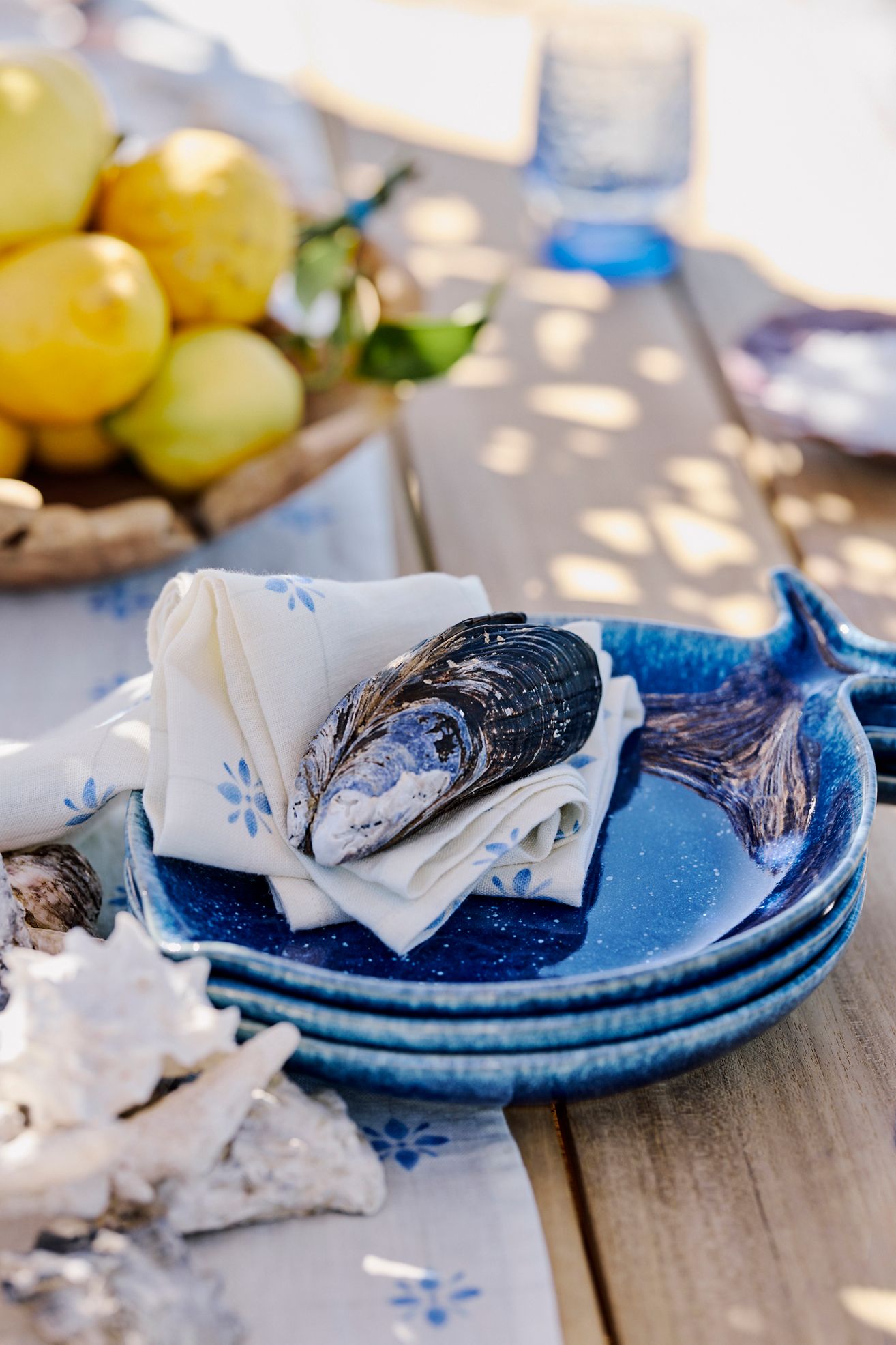 Reactive Glaze Fish Serving Platter - Sky, One Size