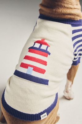 Anthropologie Coastal Cutie Lighthouse Pet Sweater