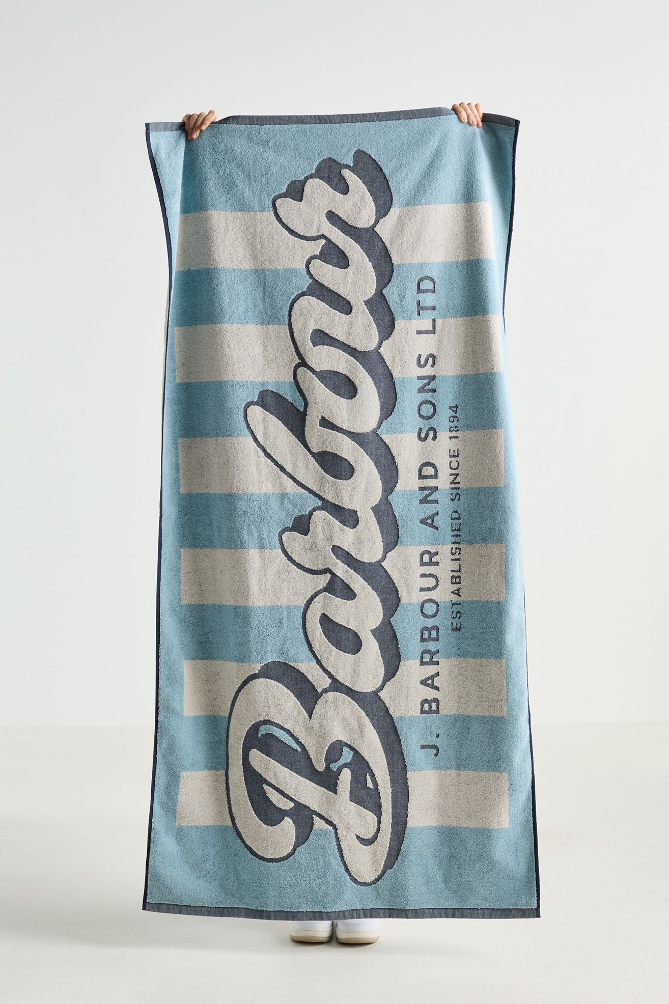 Barbour Cotton Velour Beach Towel - Blue Stripe, Beach Towel