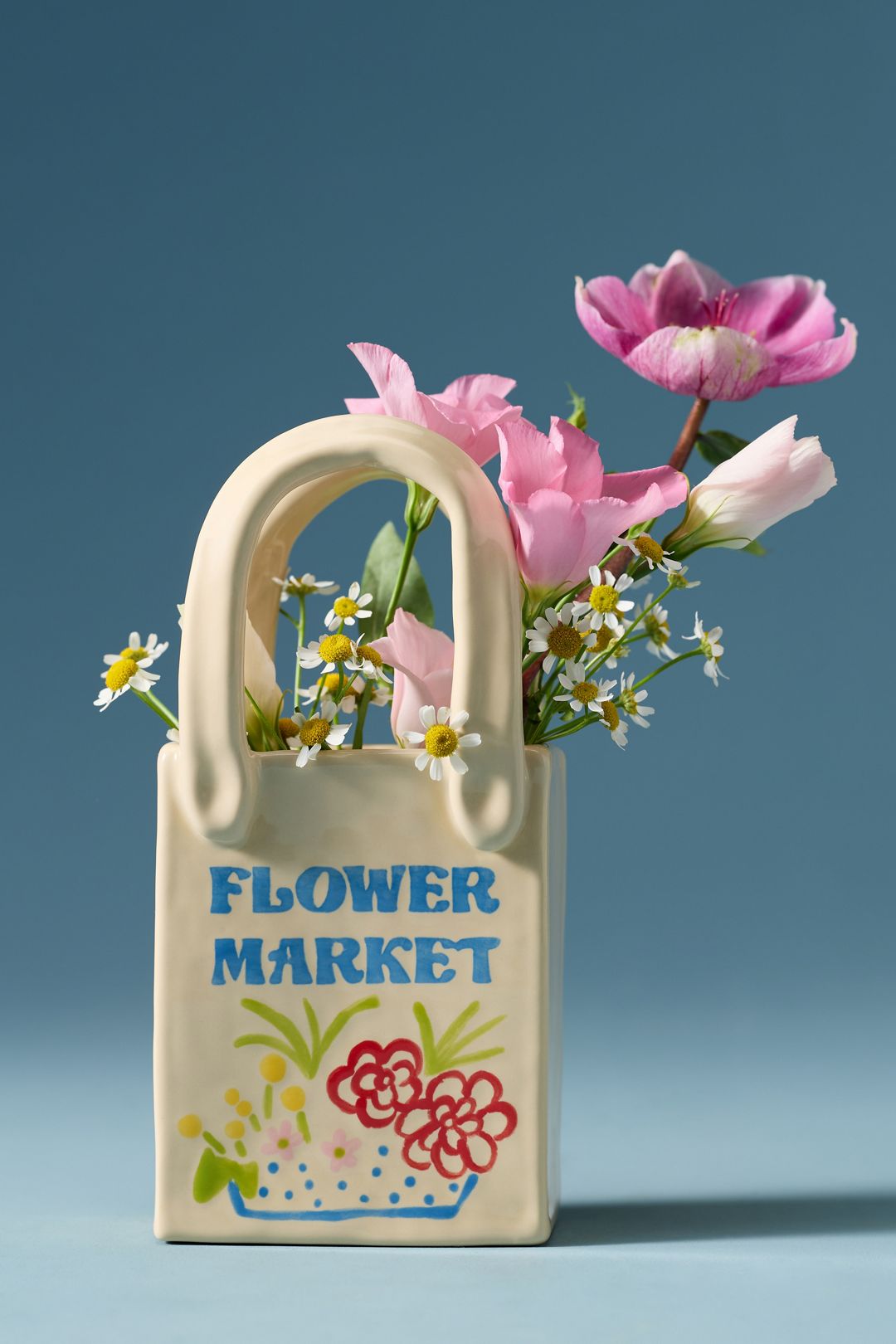 Ruby Clay Flower Market Tote Bud Vase - White, Assorted