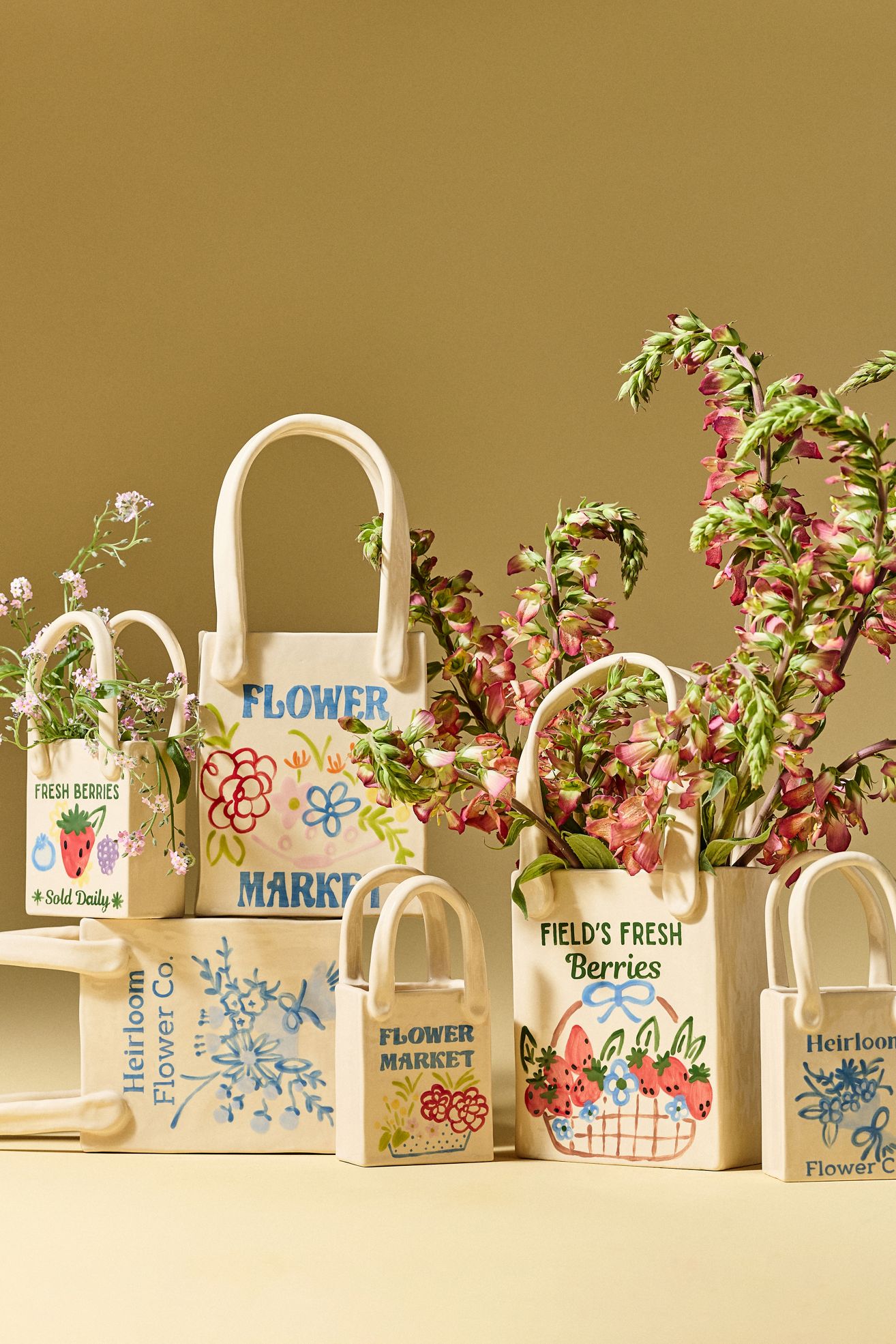 Ruby Clay Flower Market Tote Bud Vase - Flower Market - Medium, Assorted