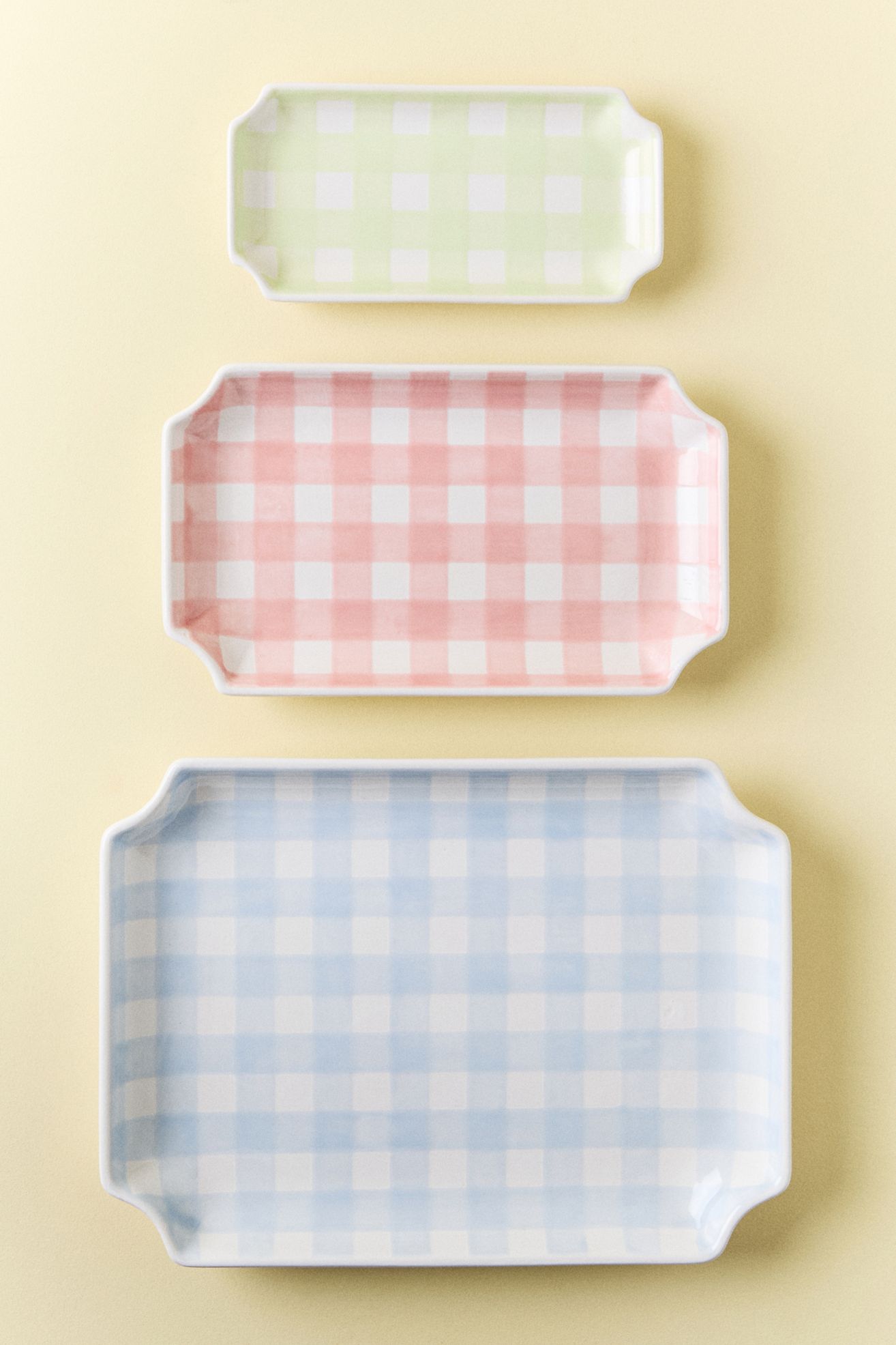 Ruby Clay Gingham Tray - Small Green, Standard, Assorted