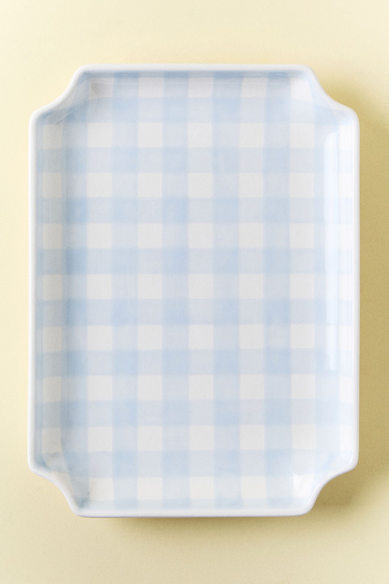 Ruby Clay Gingham Tray - Large Hydrangea, Assorted