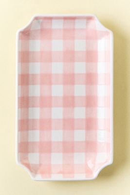 Ruby Clay Gingham Tray