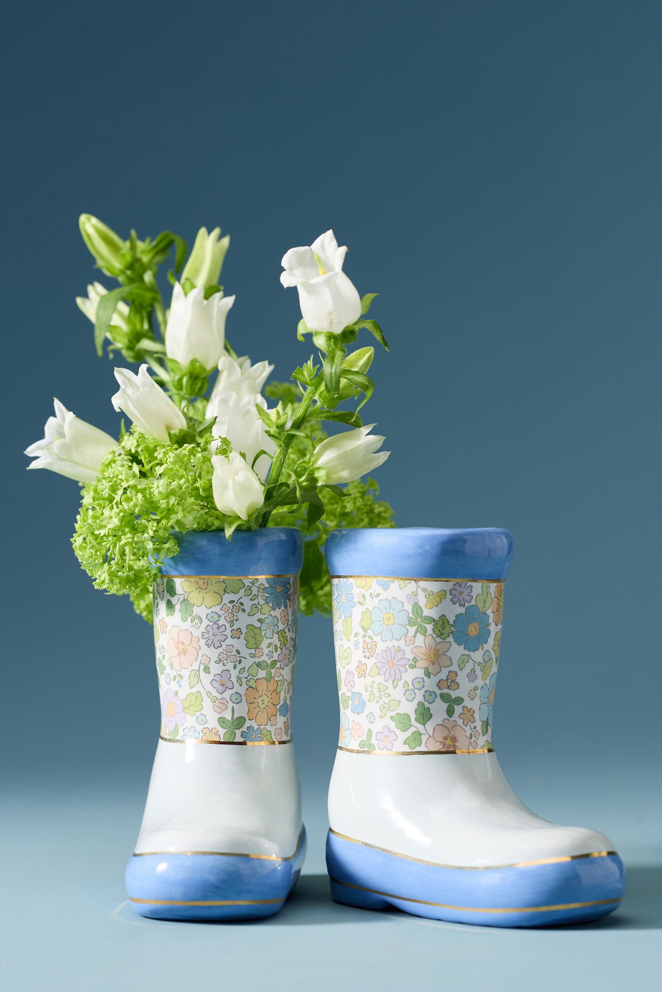Ruby Clay Flower Rain Boot Vases, Set of 2 - Multi, One Size