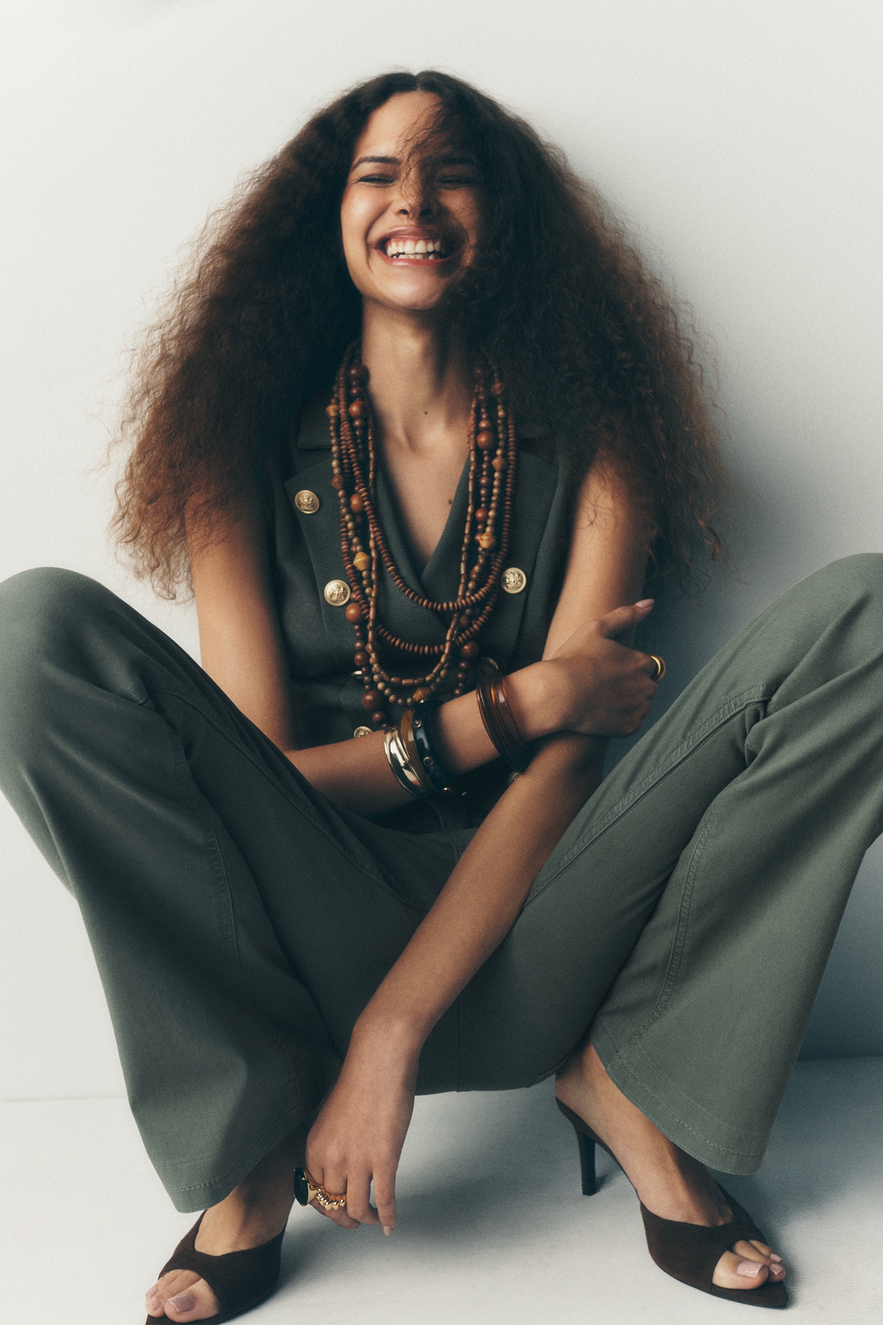 Boho Layered Wood Bead Necklace