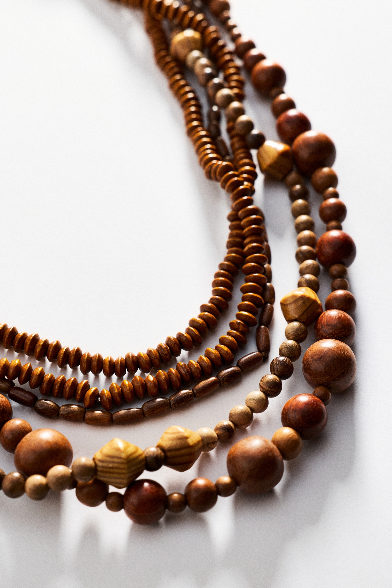 Boho Layered Wood Bead Necklace