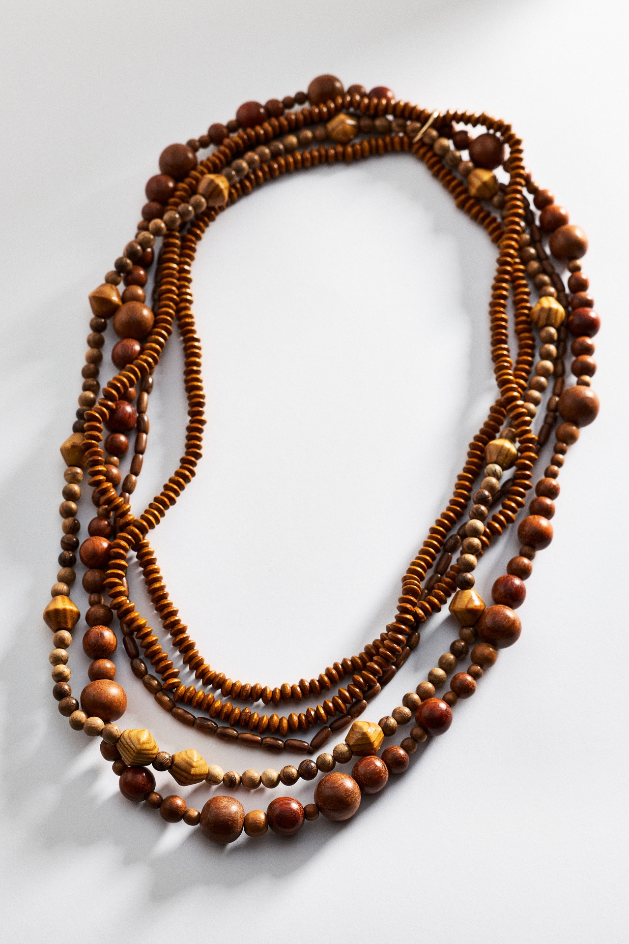 Boho Layered Wood Bead Necklace