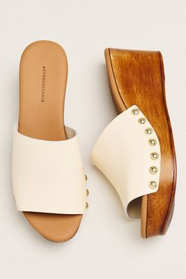 By Anthropologie Wooden Platform Heels